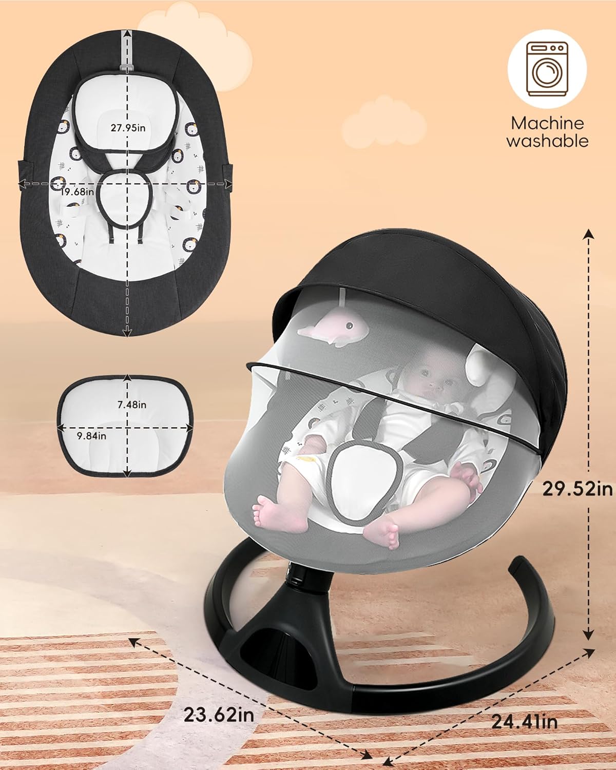 Luvelloo Electric Baby Swing for Infants
